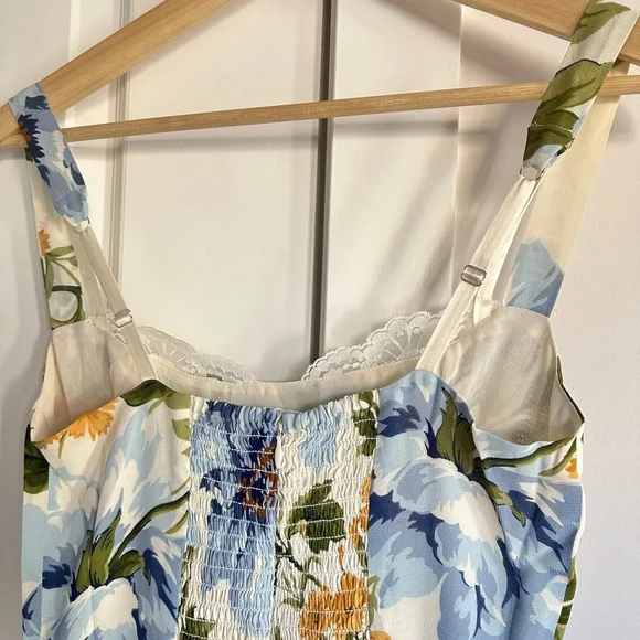 NEW Reformation Irisa Midi Dress in Botanist Cream Blue Green Floral | sz 2 - Picture 8 of 11